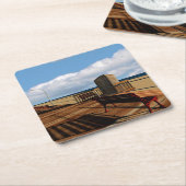 Long Beach boardwalk Vierkante Kartonnen Onderzetter (Schuin)