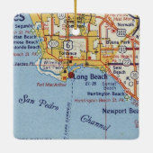 Long Beach CA 50's Map Keramisch Ornament (Achterkant)