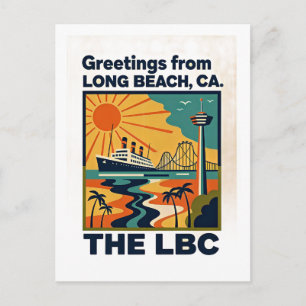 Long Beach CA LBC Retro Reizen Briefkaart