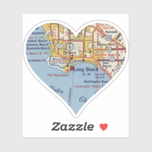 Long Beach CA  Map Sticker