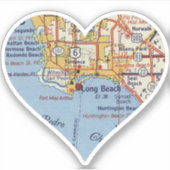 Long Beach CA  Map Sticker (Voorkant)