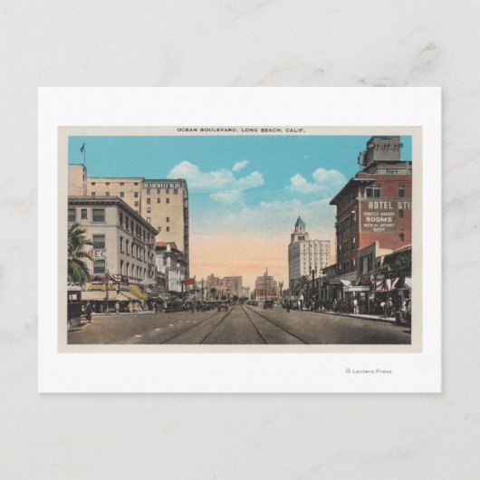 Long Beach, CA - Ocean Boulevard Uitzicht Briefkaart (Voorkant)