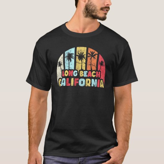 Long Beach  California Beach Retro Long Bea T-shirt (Voorkant)