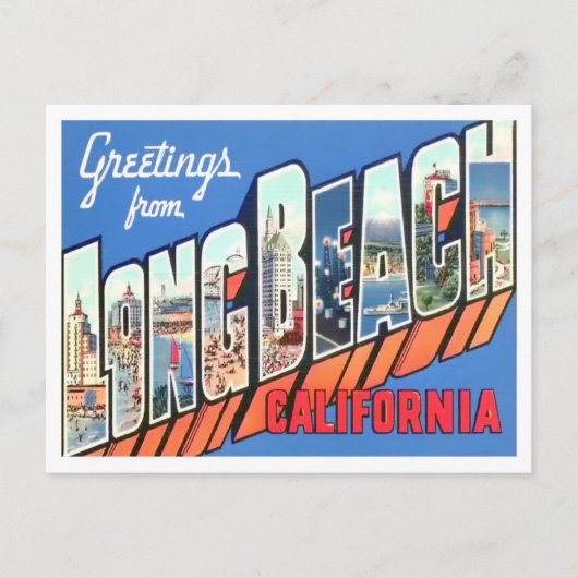 Long Beach, California  Big Letters Briefkaart (Voorkant)