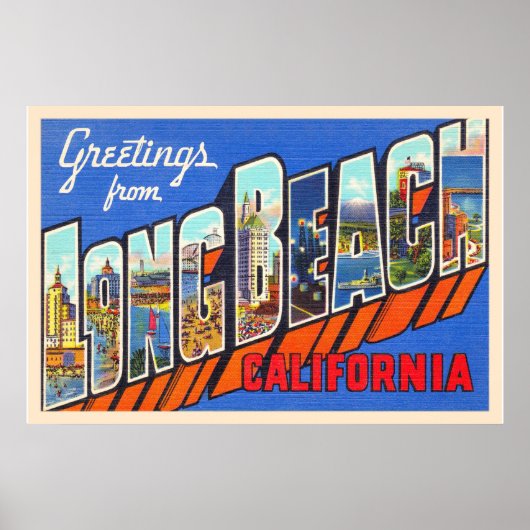 Long Beach California CA Large Letter Briefkaart Poster (Voorkant)