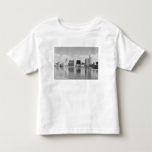 Long Beach, California City Skyline Uitzicht Kinder Shirts (Voorkant)