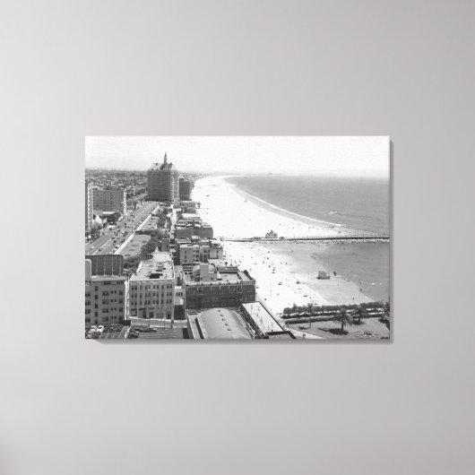 Long Beach, California Coastline and Beach Canvas Afdruk (Voorkant)