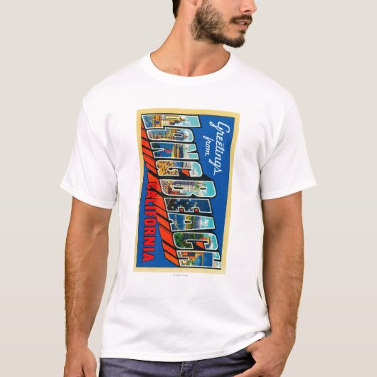 Long Beach, California - Large Letter Scenes 2 T-shirt (Voorkant)