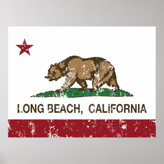 Long Beach California Republic Flag Poster (Voorkant)