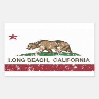 Long Beach California Republic Flag Rechthoekige Sticker