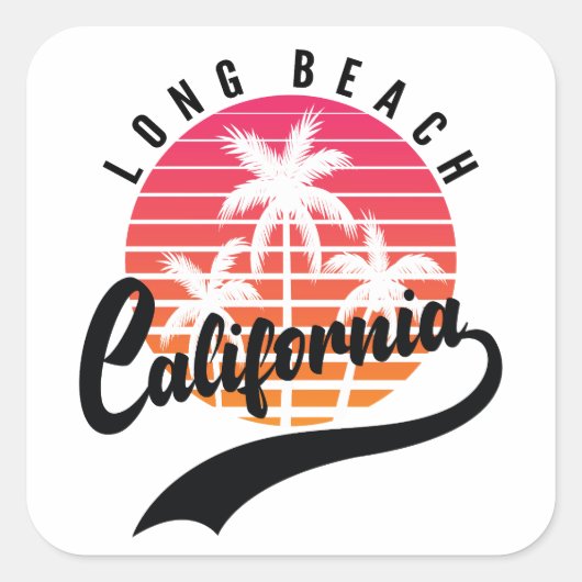 Long Beach, California Retro Sticker (Voorkant)