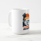 Long Beach California Retro Sunset Palm Tree Beach Koffiemok (Voorkant links)