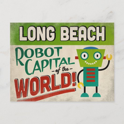 Long Beach California Robot - Funny Briefkaart (Voorkant)