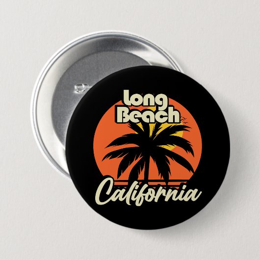 Long Beach California Ronde Button 7,6 Cm (Voorkant /achterkant)