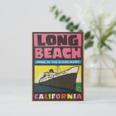 Long Beach, Californie Carte Postale de Voyage Anc (Debout devant)