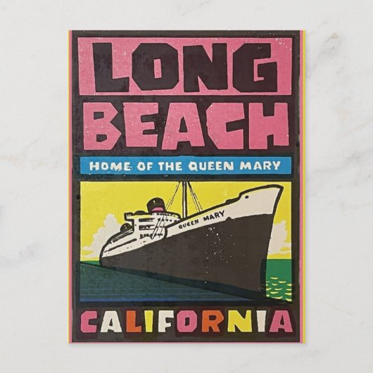 Long Beach, Californie Carte Postale de Voyage Anc (Devant)