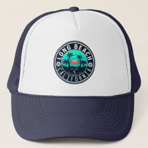 Long Beach Californië Tropische Zonsondergang Souv Trucker Pet