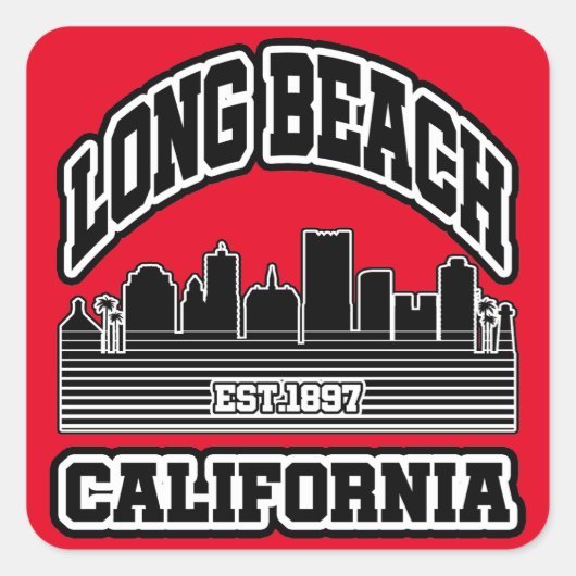 Long Beach, Californië Vierkante Sticker (Voorkant)
