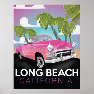 Long Beach Californië vintage reisposter Poster