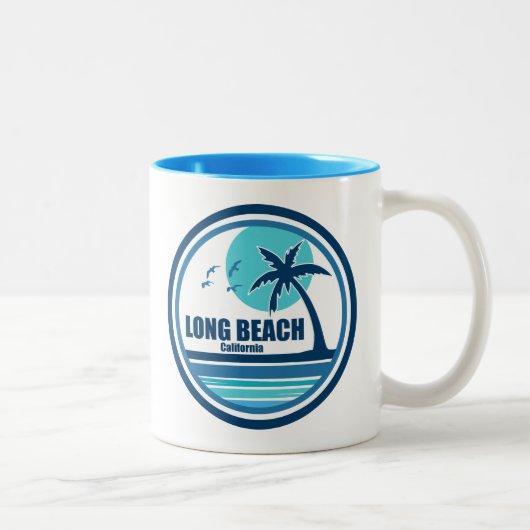 Long Beach Californische palmvogels Tweekleurige Koffiemok (Rechts)