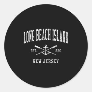 Long Beach Island NJ gekruiste riemen & amp; Bo Ronde Sticker