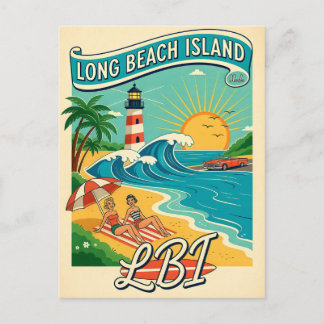 Long Beach Island NJ Jersey Shore Retro Travel Briefkaart