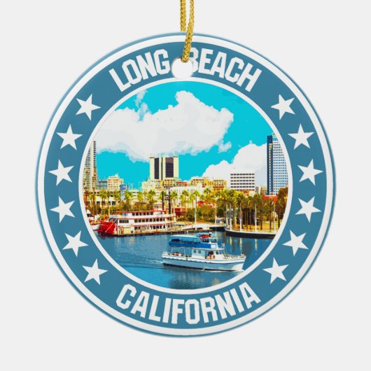 Long Beach Keramisch Ornament (Voorkant)