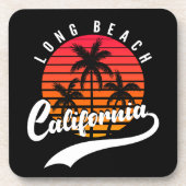 Long Beach Retro Sunset Dessous de verre (Devant)
