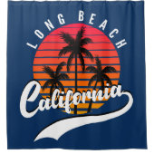 Long Beach Retro Sunset Douche rideau (Devant)