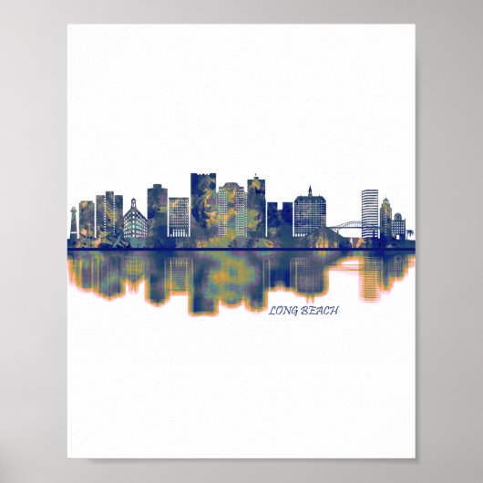 Long Beach Skyline Poster (Voorkant)