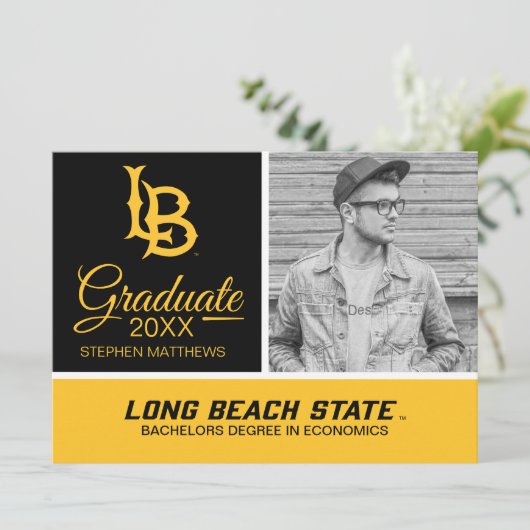 Long Beach State Logo Afstuderen Kaart (Staand voorkant)