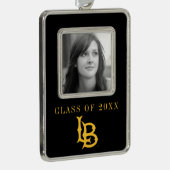 Long Beach State Logo Verzilverd Kader Ornament (Rechts)