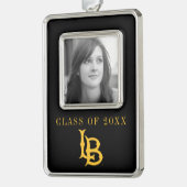 Long Beach State Logo Verzilverd Kader Ornament (Links)