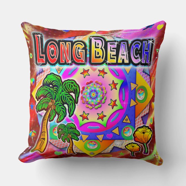 Long Beach Tropical Friends Coussin (Recto)