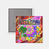 Long Beach Tropical Friends Magnet Magneet (Voorkant / Achterkant)
