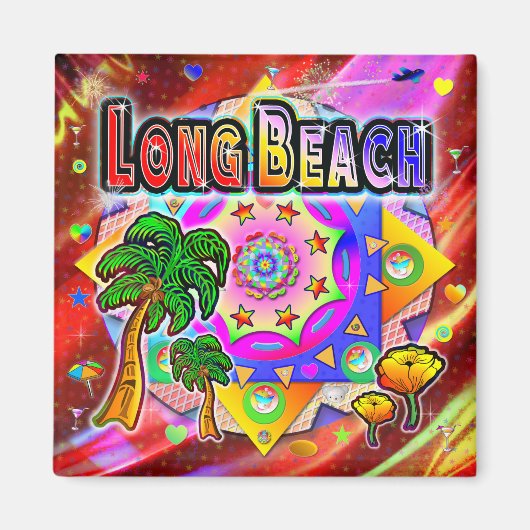 Long Beach Tropical Friends Magnet Magneet (Voorkant)