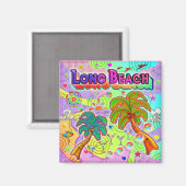 Long Beach Vacances Magnet cible (Recto/Verso)