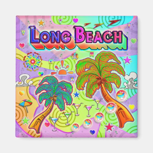 Long Beach Vacances Magnet cible (Devant)
