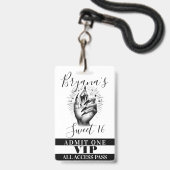 Long Black Nails Crystal Verjaardag VIP Toegangspa Badge (Voorzijde met lanyard)