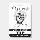 Long Black Nails Crystal Verjaardag VIP Toegangspa Badge (Achterkant)