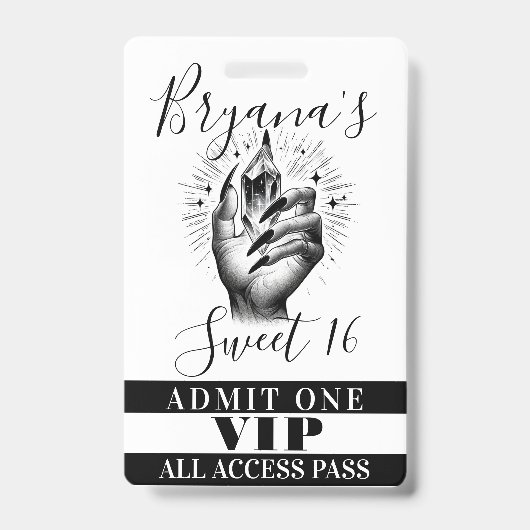 Long Black Nails Crystal Verjaardag VIP Toegangspa Badge (Voorzijde)