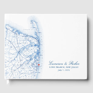 Long Branch New Jersey Kaart Elegante bruiloft Gastenboek