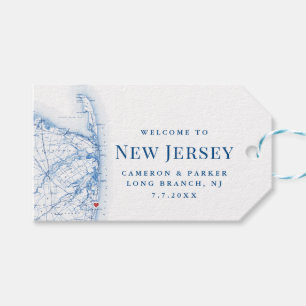 Long Branch New Jersey kaart Elegante bruiloft gun Cadeaulabel