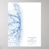 Long Branch Wedding Modern Kaart Gastboek Poster