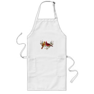 Long Cardinal rouge orangé Lovebirds blanc tablier