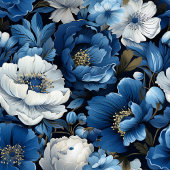 Long Chemin de table bleu et blanc Navy Flowers