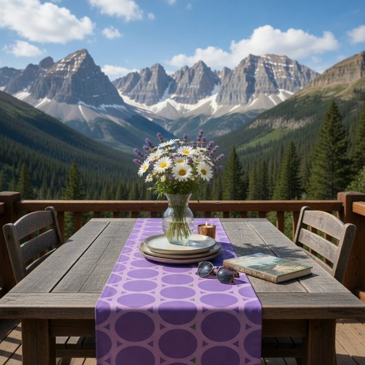 Long Chemin de table Cercles Violets