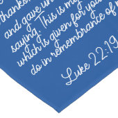 Long Chemin de table de communion bleu Luc 22:19-20 KJV (Coin)