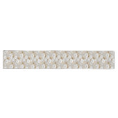 Long Chemin de table Fleurs Blanches Ivoire Beige Terre (Horizontal)