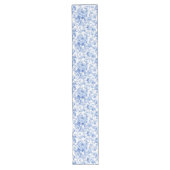 Long Chemin de table floral aux roses Toile de Jouy ble (Devant)